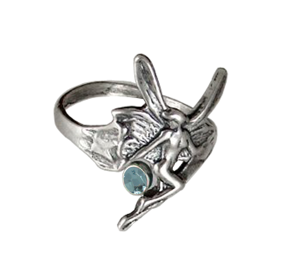 Sterling Silver Fairy Ring With Blue Topaz Size 10